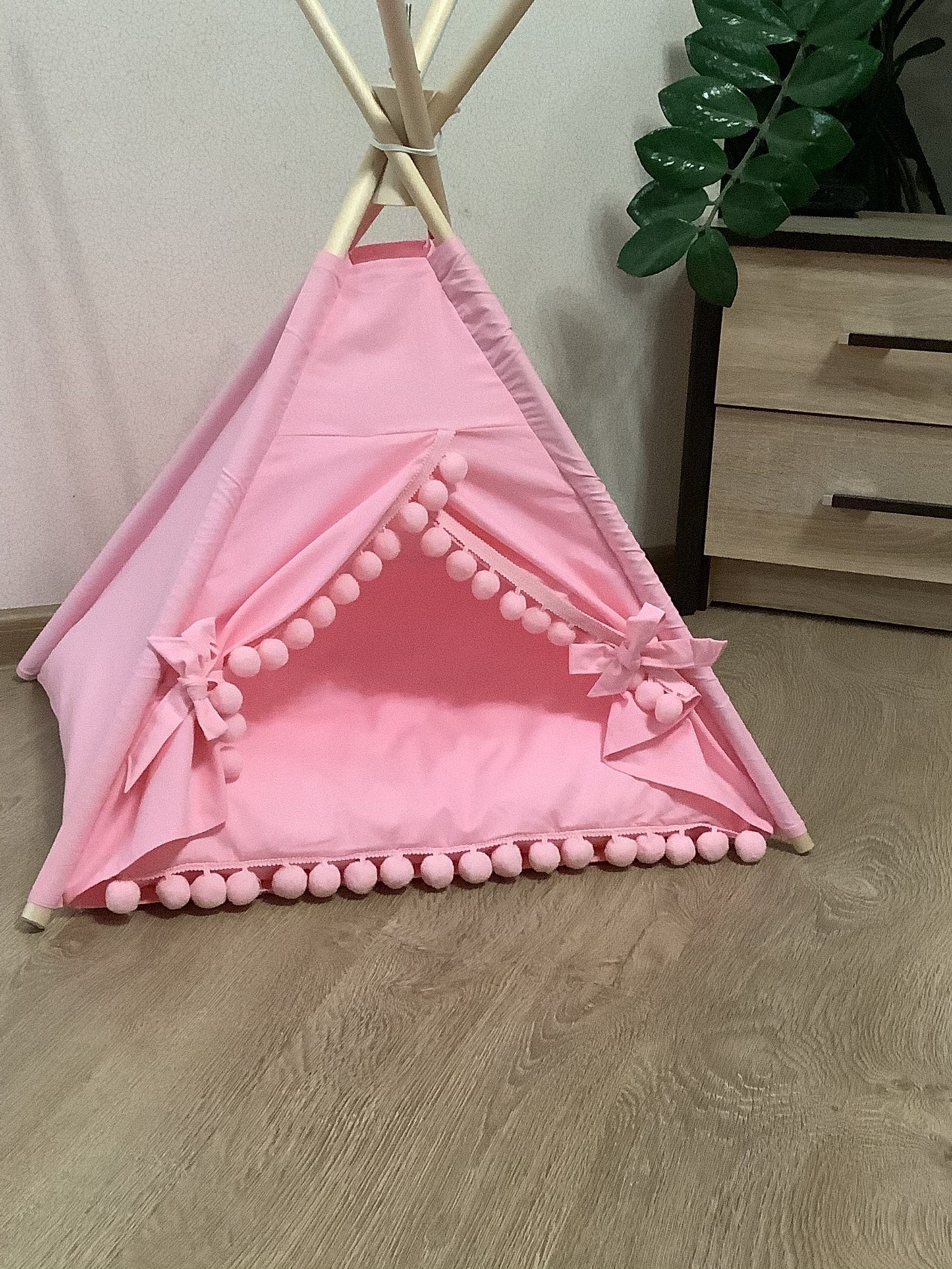 Pet bed, cat Teepee House cave, Gray, Ivory, Pinc, White tipi bed for dog, cat bunny, Boho bunny Tent Cat rabbit, Little dog, Tipi cat