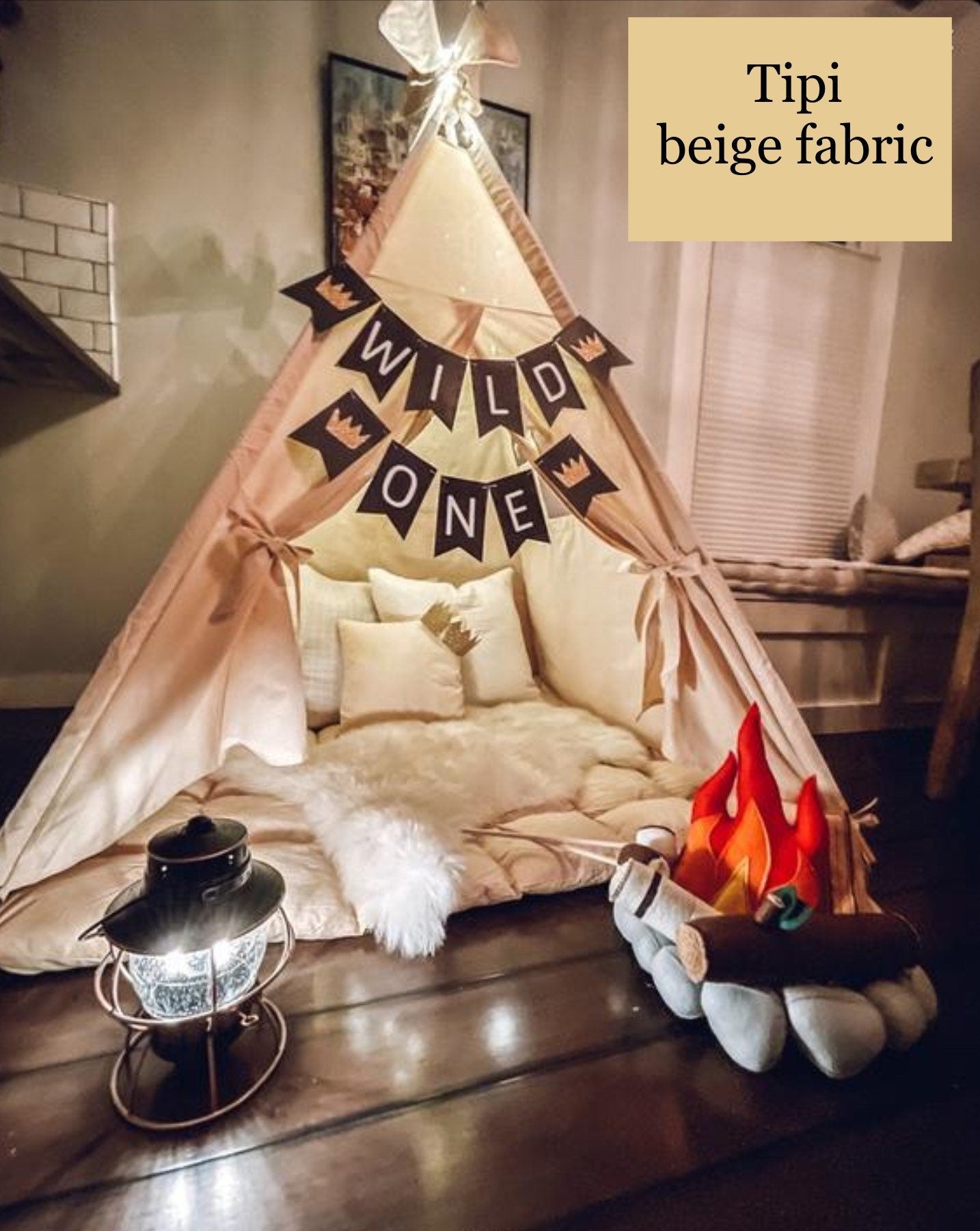 Teepees for kids, Gray Tent toddler, Ivory Tipi with blocking system, LED Light, Kids Teepee, Play Tent , Girls Room Decor, kids furniture