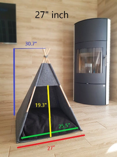 Pet bed, Teepee dog house Puptent, Grey soft eco-friendly felt of a strong form cozy place relax, personalized corgi, Pets dog cat rabbit