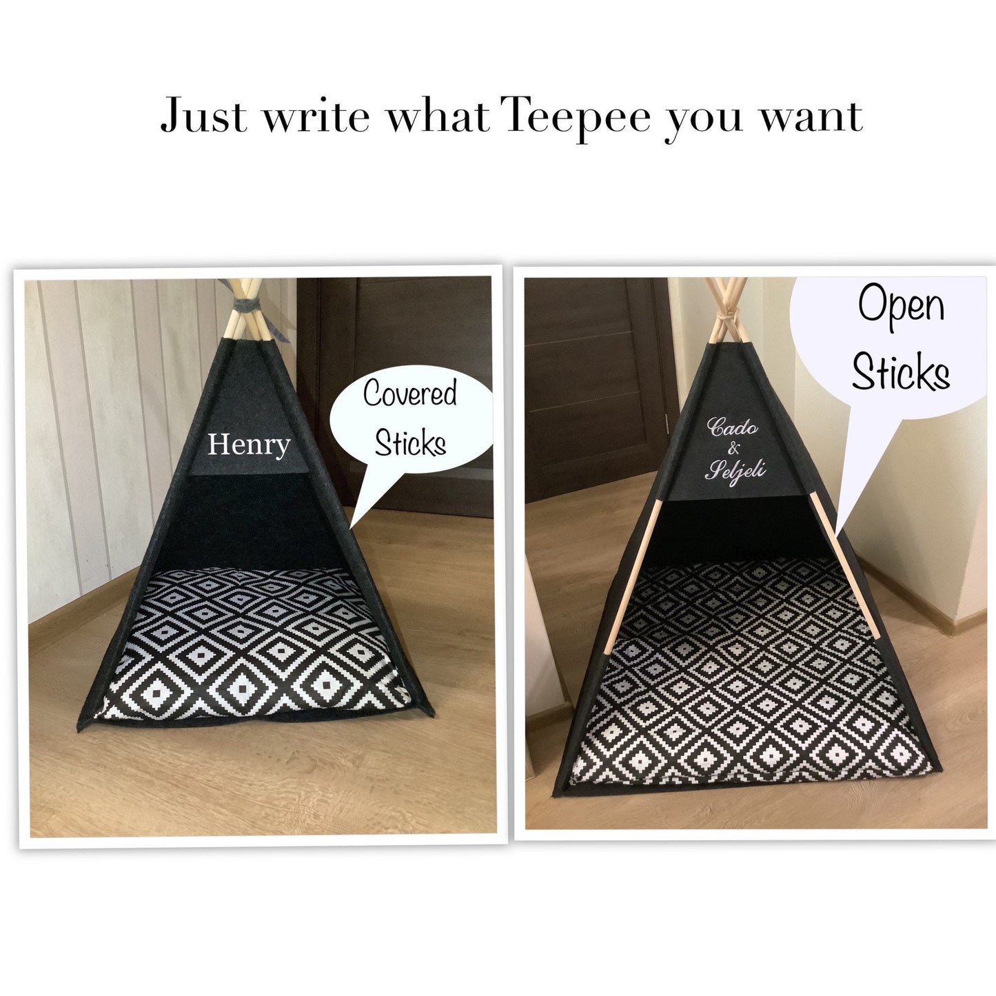 Mini Teepee Dog bed pet house Lounger cover puppy tent with black pillow friendly felt strong pyramid cozy relax pillow Bed dogs, cat, bunny