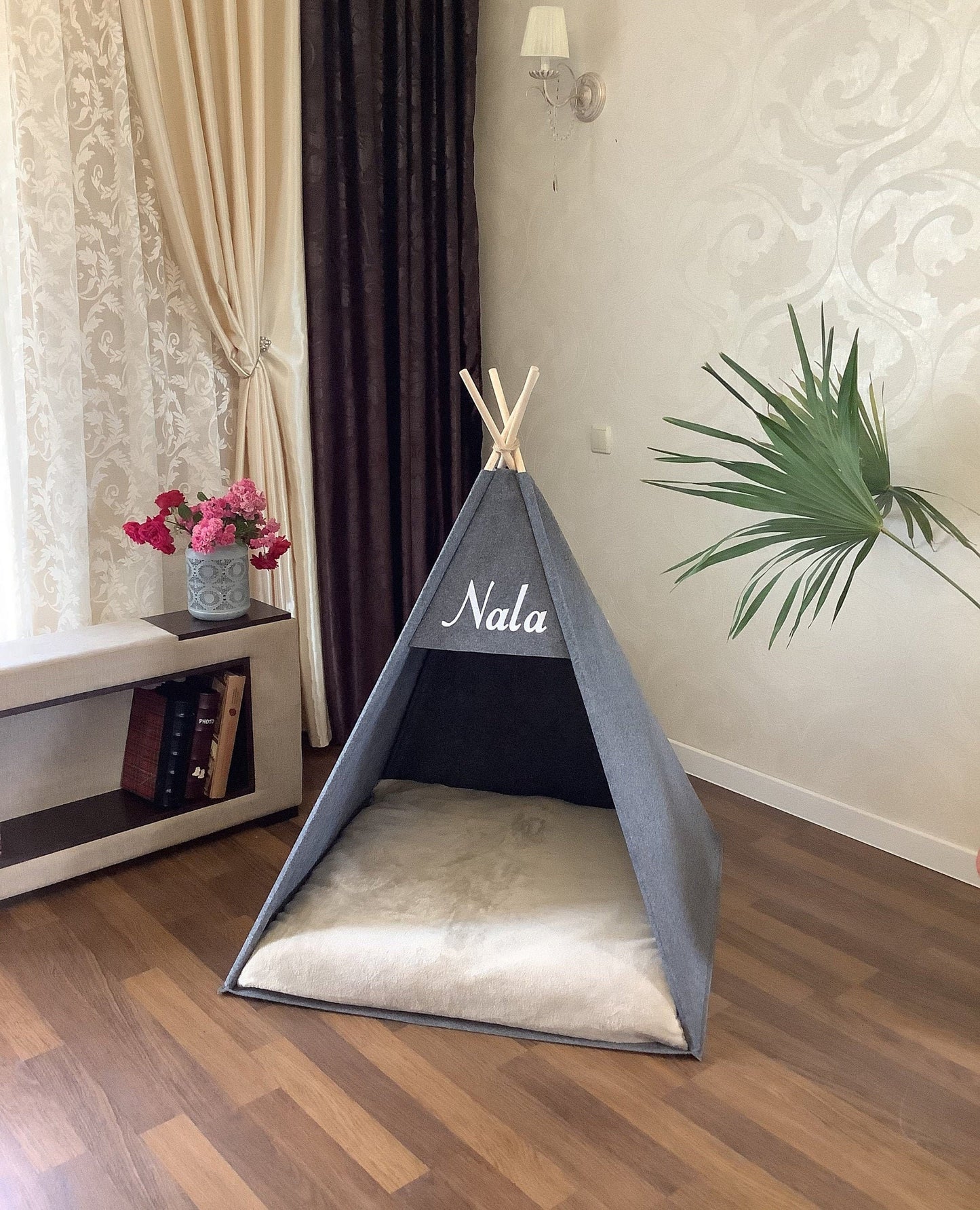 Cat house, dog bed house Teepee, cat cave bed, dog house sign, Puppy pillow tent, eco-friendly felt, strong form cozy place relax, Pets cat