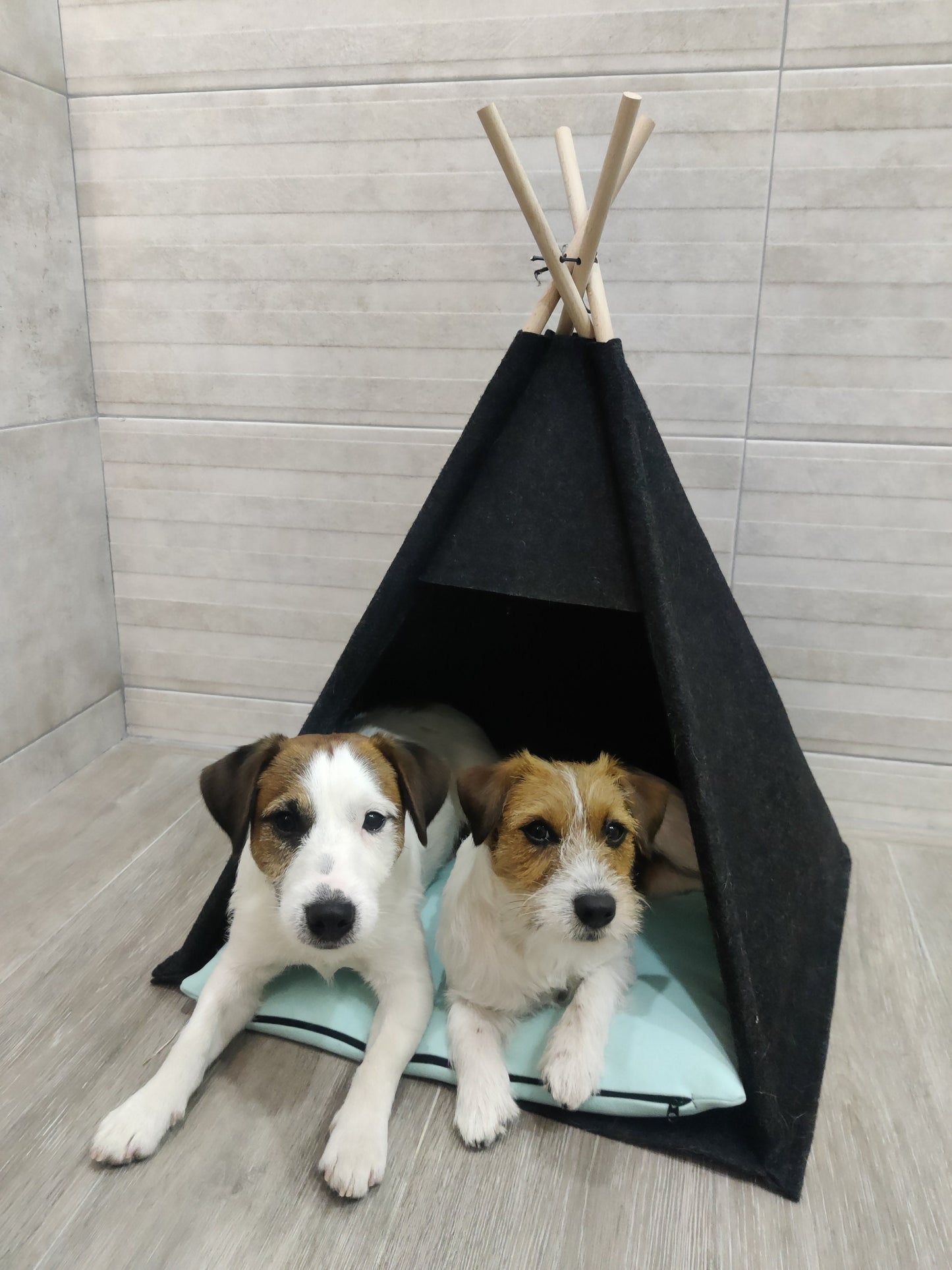 Mini Teepee Dog bed pet house Lounger cover puppy tent with black pillow friendly felt strong pyramid cozy relax pillow Bed dogs, cat, bunny